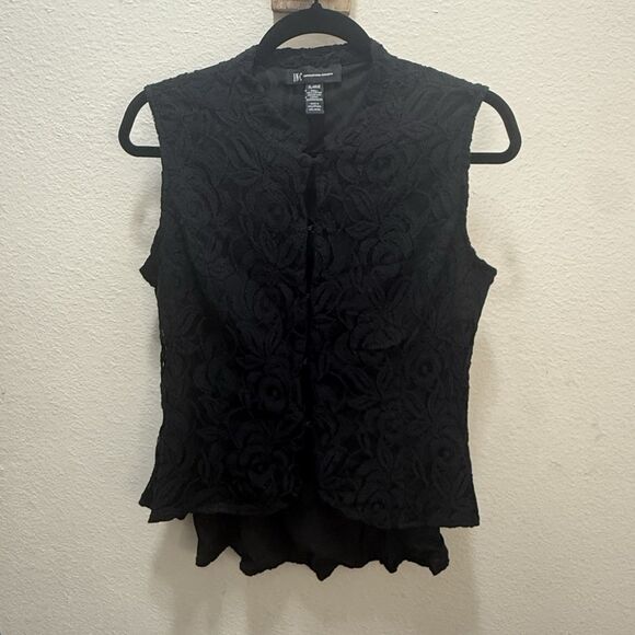 INC International Concepts Y2K Black All over Lace Vest Hook+Eye Close Fairy XL - Picture 1 of 10